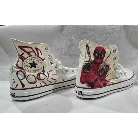 Custom Hand-Painted Deadpool Converse Chuck Taylor High Tops - Men\'s 10 /...